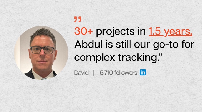 Client testimonial for Abdul Kayium