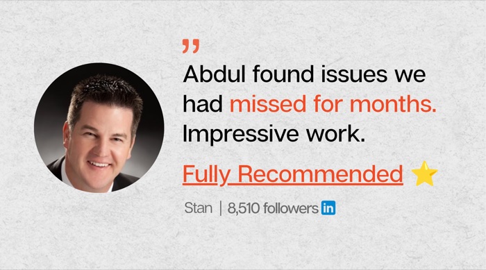 Client testimonial for Abdul Kayium